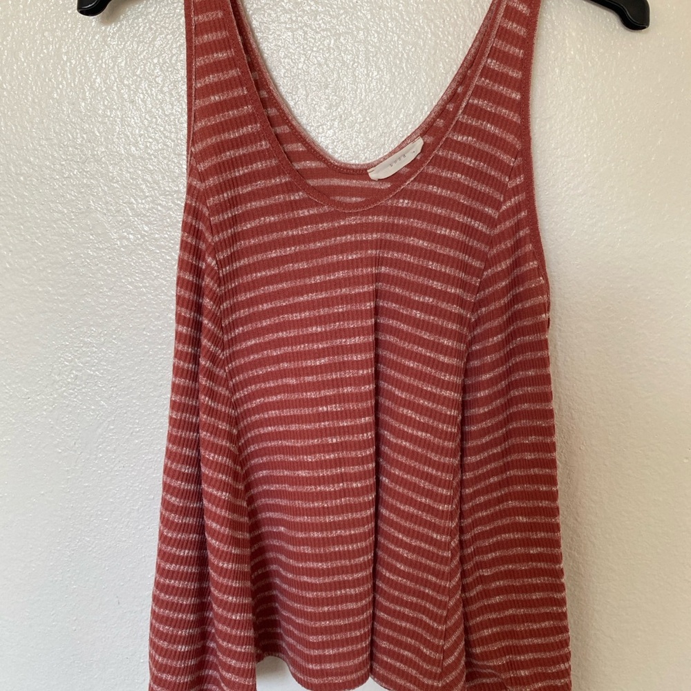 Lush Tank Top Women’s Medium Rusty Red Striped Knit Swing